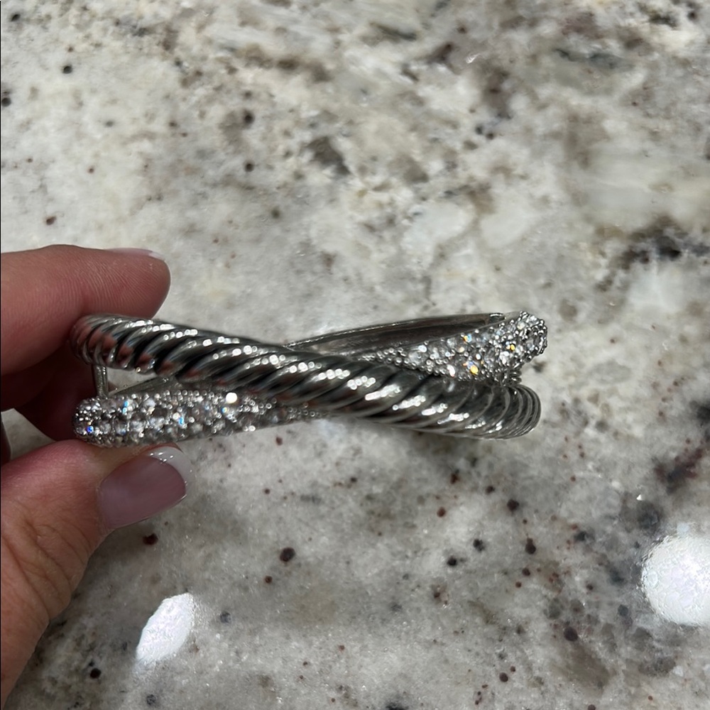 Elegant Silver Twisted Bangle Bracelet